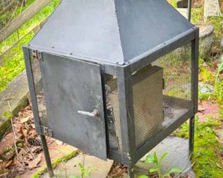 Outdoor Caged Wood Fireplace