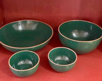 (4) Dansk Portugal Green Glazed Mixing Bowls