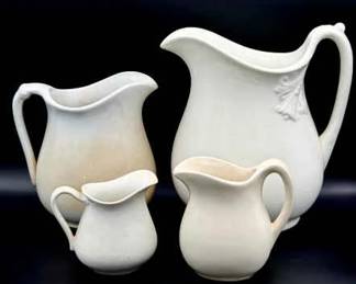 (4) Antique Ironstone China Pitchers
