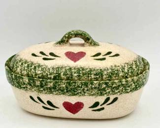 Country Heart Covered Stoneware Casserole Dish