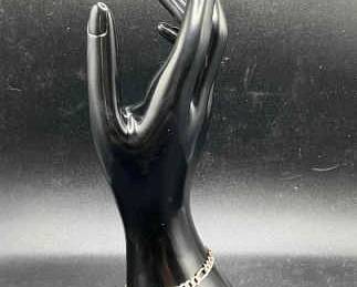 7” Sterling Silver Figaro Bracelet Stamped Italy 925