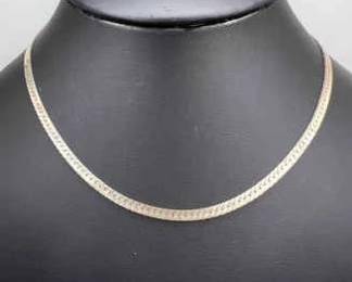 Classic 15.75” Sterling Silver Herringbone Necklace