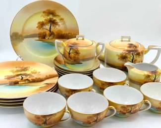 Noritake Hand-Painted Tea Set – Landscape Scene