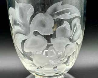 Franz Grosz Signed Etched Crystal Vase