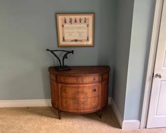 Antique Hand Painted Demilune Cabinet Marketing Lead