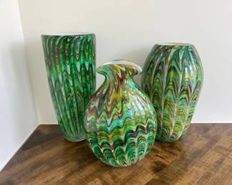 Collection Tozai Green Swirl Glass Vases LEAD