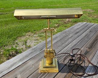 Neoclassic brass bankers / piano lamp with dual adjustments