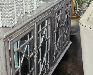 *Antiqued silver dining cabinet 