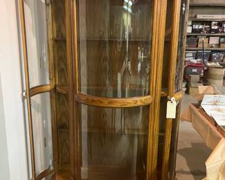 Curved Glass Oak Cabinet