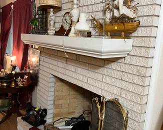 Vintage lamps, ship, mantel clock