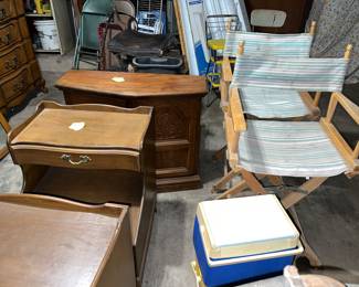 Director chairs, cabinet