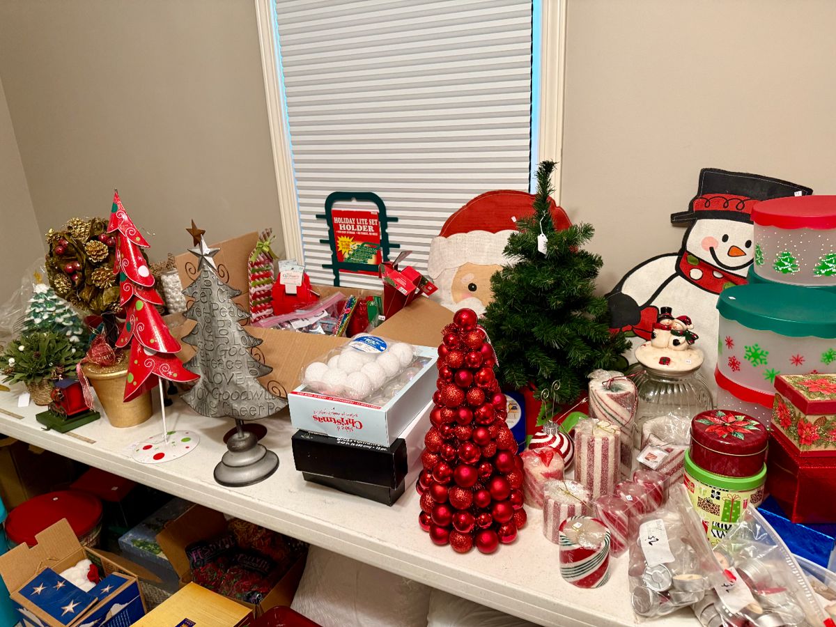 A large selection of Christmas decor, crafting and more, including Department 56 and Fitz & Floyd.