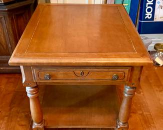Solid wood coffee table with bottom second level storage
