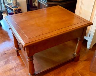 Solid wood coffee table with bottom second level storage