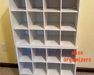 Set of two shoe organizer cubby hole shelves