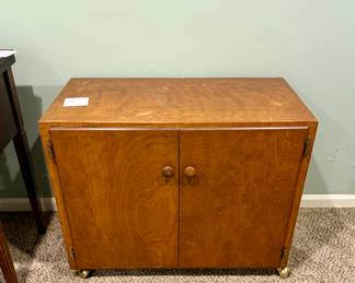 Vintage mid-century teak wood record cabinet