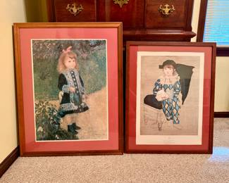 Matted and framed Renoir and Picasso prints