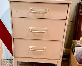 Vintage metal office cabinet with three drawers