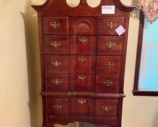 Queen Anne-style cherry wood highboy dresser