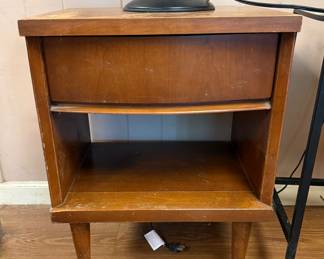 Mid-Century Walnut Nightstand with Single Drawer and Open Storage