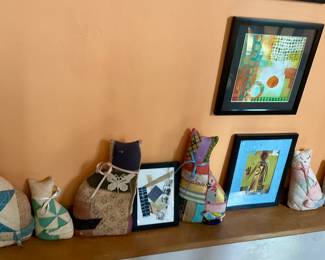 Cats made from antique Quilts