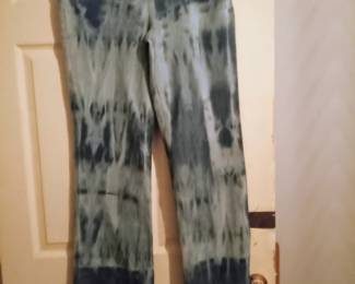 Retro Women Tie Dye Flare Leg Jeans