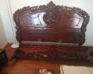 Full View of Mid Century Wooden Bed