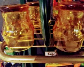 Vintage 1940's 50'sAmber Drinking Glasses