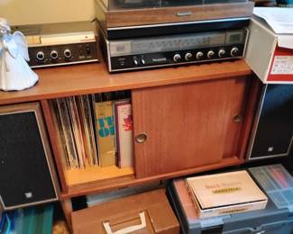Mid Century Teak LP record and speaker cabinet