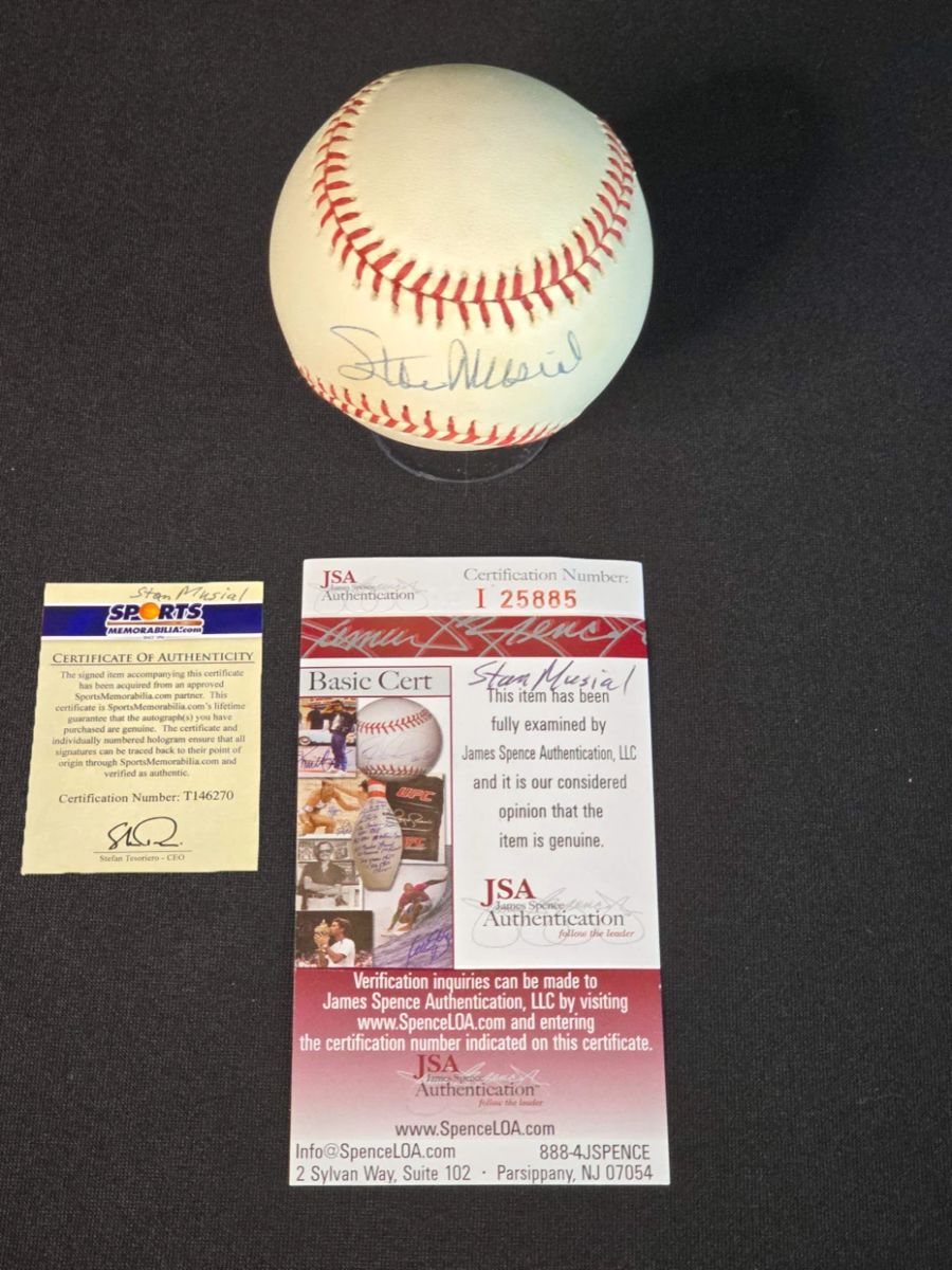 Stan Musial signed Baseball Authenticated by JSA Authentication