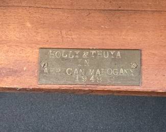 Holly and Thuya Wood in African Mahogany circa 1948 Foot Stool