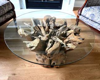 Driftwood Glass Top Table