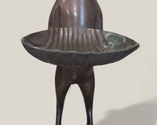 Vintage Bronze Standing Cat Card Holder