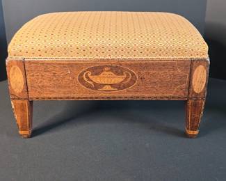 Holly and Thuya Wood in African Mahogany circa 1948 Foot Stool