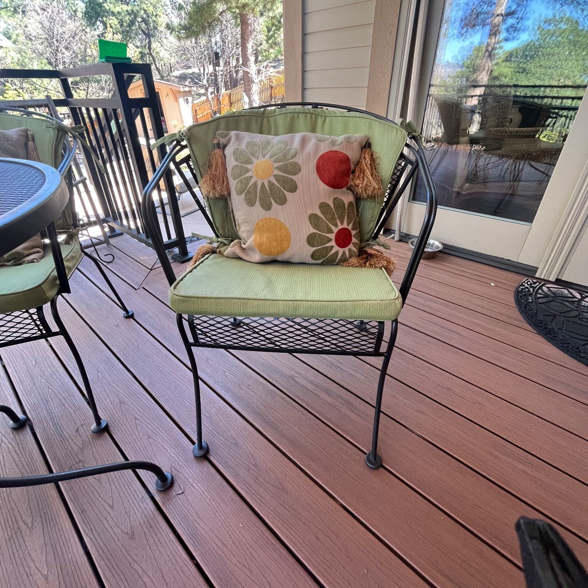 This is an outdoor patio set meant to weather the Colorado wind! Table is 19" Tall x 30" Diameter. Chairs feature a comfortable spring release for comfort. Custom cushions in excellent condition and perfect for spending the day on the deck/patio. Also included are four outdoor accent pillows.
Note photos for details and condition. Measurements taken under field conditions are approximate within 1/2". Feel free to reach out with any questions.
Items are heavy and we do not assist with loading. Be sure to bring adequate help and a large enough vehicle for large items. If you need assistance, call Denny for an estimate for delivery. (720) 393-0204.