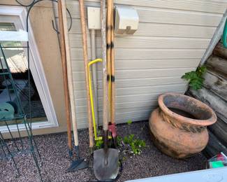 Collection of Garden Tools - Shovel, Post Hole Digger, Aerator, Tiller
This is a collection of yard tools in good used condition. Terracotta pot is not included, see next lot!
Note photos for details and condition. Measurements taken under field conditions are approximate within 1/2". Feel free to reach out with any questions.
Items are heavy and we do not assist with loading. Be sure to bring adequate help and a large enough vehicle for large items. If you need assistance, call Denny for an estimate for delivery. (720) 393-0204.