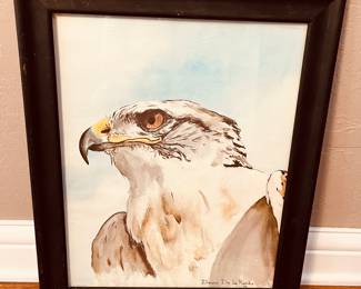 Print of painting by Deann De La Ronde entitled "No. 181" Bird of Prey
This is an art print of a painting by Deann De La Ronde. It is overall good condition with some damage to the frame. This is a high quality reproduction that looks like an original piece. Overall measurements: 23 3/4 Tall x 19 3/4" Wide.
Note photos for details and condition. Measurements taken under field conditions are approximate within 1/2". Feel free to reach out with any questions.
Items are heavy and we do not assist with loading. Be sure to bring adequate help and a large enough vehicle for large items. If you need assistance, call Denny for an estimate for delivery. (720) 393-0204.