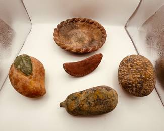 Set of Clay Fruit with Bowl. This is a fun collection that includes four pieces fruit with a matching bowl.
Note photos for details and condition. Measurements taken under field conditions are approximate within 1/2". Feel free to reach out with any questions.
Items are heavy and we do not assist with loading. Be sure to bring adequate help and a large enough vehicle for large items. If you need assistance, call Denny for an estimate for delivery. (720) 393-0204.