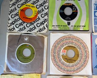 Vintage 45 RPM Record Collection - Charlie Daniel’s Band, The Sandpipers, Peter Paul and Mary, The Jackson 5. Featuring a selection of 15 records from various labels including RCA Victor, Atlantic, Imperial Records, and Atco Records, primarily from the 1960s and 1970s. Each record is housed in its original sleeve, showcasing classic designs and branding.
Note photos for details and condition. Measurements taken under field conditions are approximate within 1/2". Feel free to reach out with any questions.