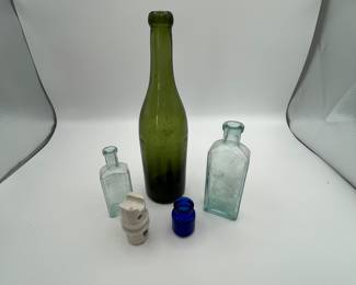 Lot of Antique Bottles. Enjoy the color and detail of these antique bottles. In excellent condition, these early American artifacts are a must have for the collector!
Note photos for details and condition. Measurements taken under field conditions are approximate within 1/2". Feel free to reach out with any questions.