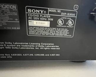 This lot includes a 1999 Technics SA-EX140 Stereo Receiver, a Sonance Speaker Distribution System Model 4MP, and a Sony DVP-S3000 DVD/CD Player. All items are in good working condition and ideal for enhancing your audio and video experience.