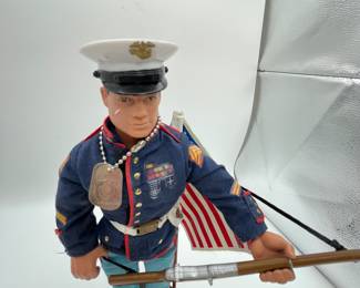 Vintage GI Joe Marine Corps Collectible. This is a true collectible in good condition. It is a GI Joe in Marine Corps Dress Uniform. Perfect for your own collection or as a gift.
Note photos for details and condition. Measurements taken under field conditions are approximate within 1/2". Feel free to reach out with any questions.