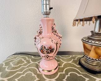Lot of two lamps - One vintage Lamp and One Modern
This is a lot with two small/bedside size lamps. One vintage pink lamp with a Capodimonte style painting on the side and one with an ornate base and small beaded lamp.
Note photos for details and condition. Measurements taken under field conditions are approximate within 1/2". Feel free to reach out with any questions.
Items are heavy and we do not assist with loading. Be sure to bring adequate help and a large enough vehicle for large items. If you need assistance, call Denny for an estimate for delivery. (720) 393-0204.