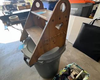 Vintage Step Stool
Wooden step stool with two shelves and handles, has the name “DUSTIN” on the side.
Note photos for details and condition. Measurements taken under field conditions are approximate within 1/2". Feel free to reach out with any questions.