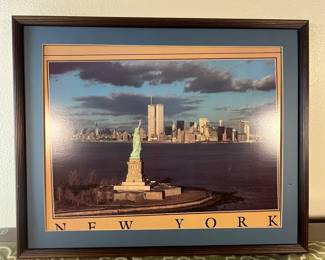 Framed New York Skyline Print - With the Twin Towers
1990s poster of New York featuring the Statue of Liberty with the World Trade Center twin towers in the background. Needs new mat and glass, custom frame.
Note photos for details and condition. Measurements taken under field conditions are approximate within 1/2". Feel free to reach out with any questions.
Items are heavy and we do not assist with loading. Be sure to bring adequate help and a large enough vehicle for large items. If you need assistance, call Denny for an estimate for delivery. (720) 393-0204.