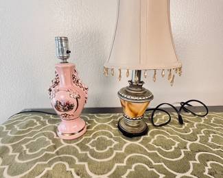 Lot of two lamps - One vintage Lamp and One Modern.
This is a lot with two small/bedside size lamps. One vintage pink lamp with a Capodimonte style painting on the side and one with an ornate base and small beaded lamp.
Note photos for details and condition. Measurements taken under field conditions are approximate within 1/2". Feel free to reach out with any questions.
Items are heavy and we do not assist with loading. Be sure to bring adequate help and a large enough vehicle for large items. If you need assistance, call Denny for an estimate for delivery. (720) 393-0204.