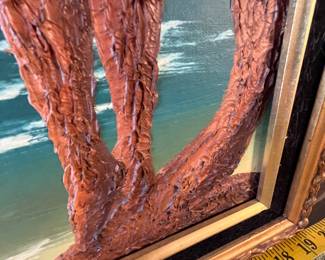 H. Ray White Original Painting Framed Sculptural Art of Two Figures
This unique art piece features two stylized figures in a dynamic pose, intricately sculpted with a textured finish, set against a serene ocean backdrop. The frame is ornate and adds an elegant touch, perfect for any art collector or home decor enthusiast. Artist is H. Ray White.
Note photos for details and condition. Measurements taken under field conditions are approximate within 1/2". Feel free to reach out with any questions.
Items are heavy and we do not assist with loading. Be sure to bring adequate help and a large enough vehicle for large items. If you need assistance, call Denny for an estimate for delivery. (720) 393-0204.