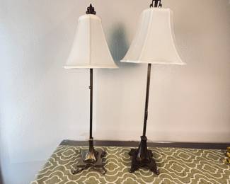 Set of Gorgeous Solid Brass Lamps. This is a set of beautiful vintage solid brass lamps with clean lines and a classic look. Of note, they are very similar and match, however they are in fact different heights and slightly different features.
Note photos for details and condition. Measurements taken under field conditions are approximate within 1/2". Feel free to reach out with any questions.
Items are heavy and we do not assist with loading. Be sure to bring adequate help and a large enough vehicle for large items. If you need assistance, call Denny for an estimate for delivery. (720) 393-0204.