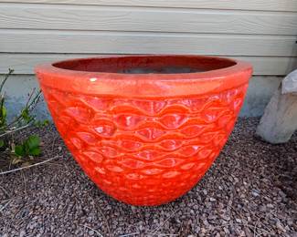 Vintage Glazed Terracotta Planter Decorative Terracotta. Features a vibrant orange glaze with a textured surface design. Measures approximately 18 inches in diameter and 12 inches in height.
Note photos for details and condition. Measurements taken under field conditions are approximate within 1/2". Feel free to reach out with any questions.
Items are heavy and we do not assist with loading. Be sure to bring adequate help and a large enough vehicle for large items. If you need assistance, call Denny for an estimate for delivery. (720) 393-0204.