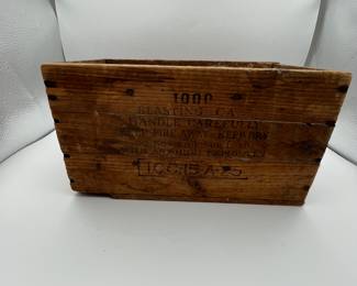 Ammo Box Vintage 1900 Blasting Box
Antique wooden blasting box, marked 1900, with compartments. Original wood, care instructions printed on the side. Measures approximately 12 inches long, 6 inches wide, and 6 inches tall.
Note photos for details and condition. Measurements taken under field conditions are approximate within 1/2". Feel free to reach out with any questions.
Items are heavy and we do not assist with loading. Be sure to bring adequate help and a large enough vehicle for large items. If you need assistance, call Denny for an estimate for delivery. (720) 393-0204.